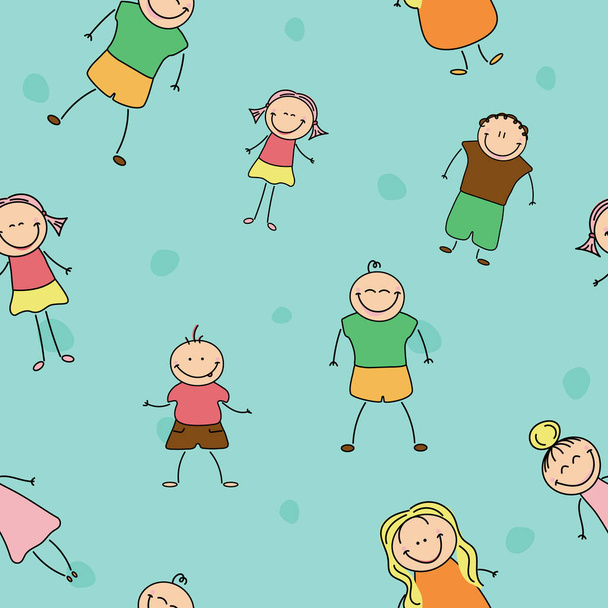 Childish seamless pattern with characters. Graphic design for children. - Vektör, Görsel