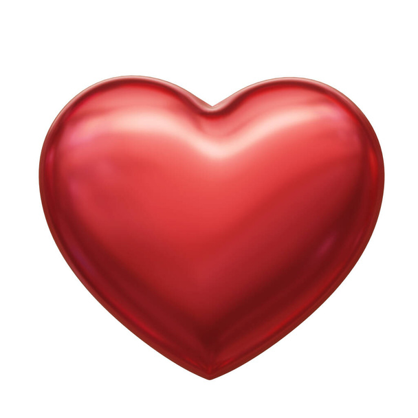 Kolmiulotteinen kiiltävä sydän symboli, 3D-kuva - Valokuva, kuva