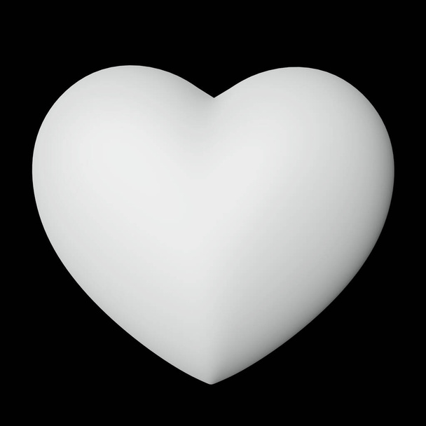 white color heart,  3D illustration - Fotoğraf, Görsel
