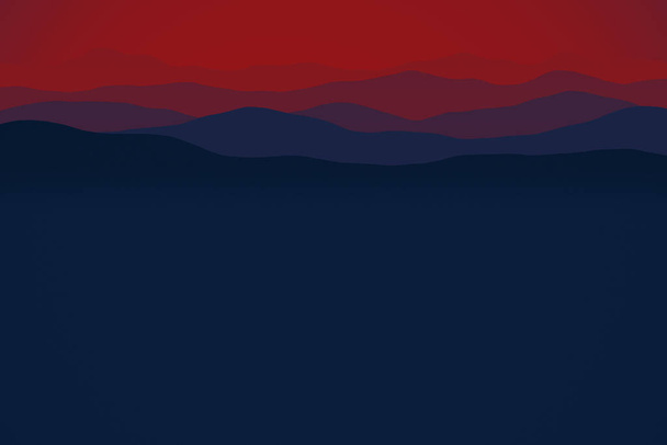 Ілюстрація гірського пейзажу, середовище силуетного пагорба на заході сонця
, - Фото, зображення