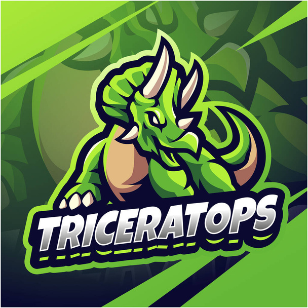 triceratops esport maskottchen logo design - Vektor, Bild