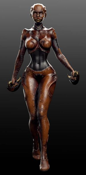Steampunk oder SciFi Cyborg Frau in Leder, Android - Foto, Bild