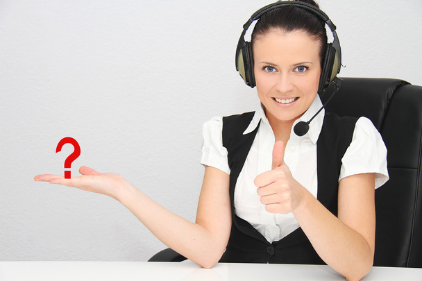 Female customer support operator with headset - Photo, Image
