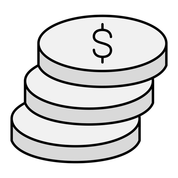 Dollarmünzen-Symbol. Umriss Illustration von Münzvektorsymbolen für das Web - Vektor, Bild