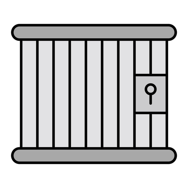 prison door with fence icon. outline illustration of cage vector symbol stock elements for web - Vector, Imagen