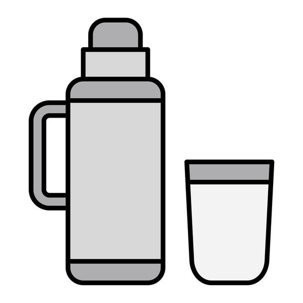 Vector kawaii thermos bottle and cup colored and black and white  illustration. Winter or camping traditional warming drink. Hiking hot  beverage or tea flask icon. Cute coloring page 8469099 Vector Art at