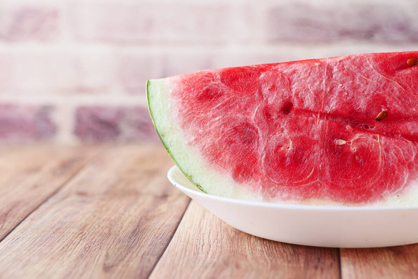 close up of slice of water melon on white background . - Photo, Image