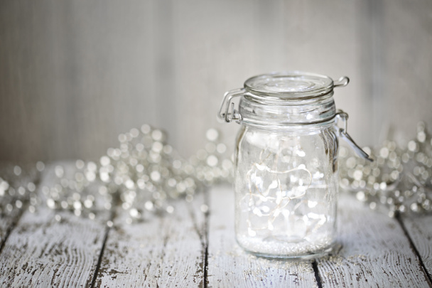 Fairy lights in a jar - Photo, image