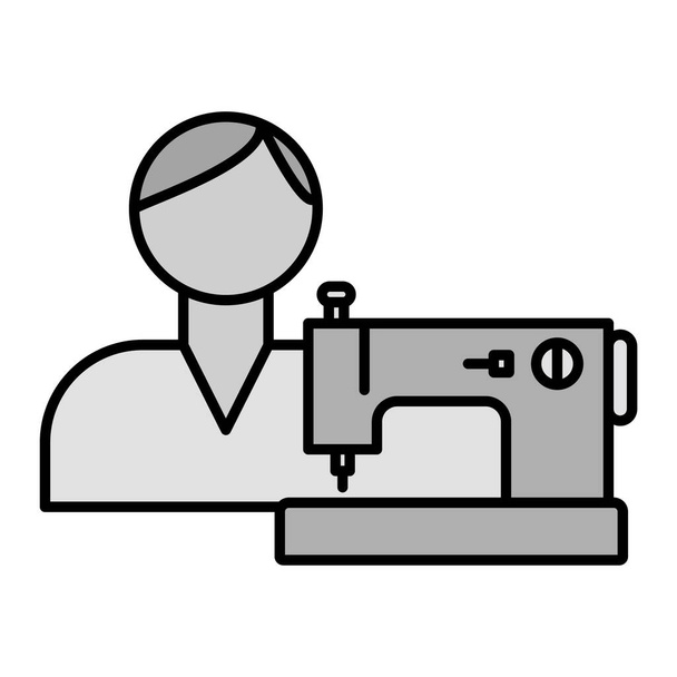 Nähmaschinen-Ikone. Umriss Illustration des maßgeschneiderten Vektorsymbols für Web - Vektor, Bild
