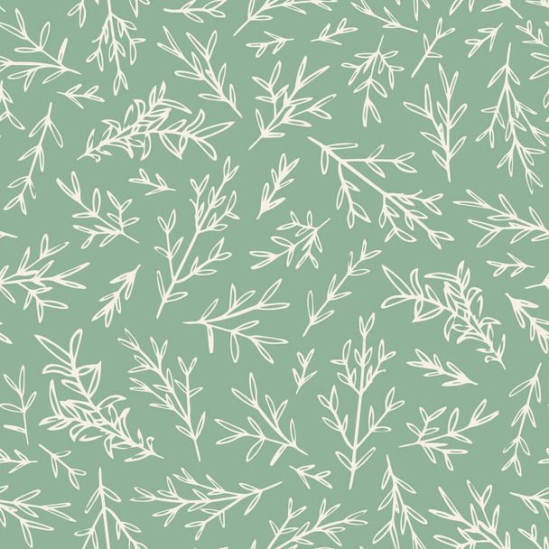 Vector branches leaves random placed seamless repeat pattern. Botanical all over surface print. - Vector, afbeelding