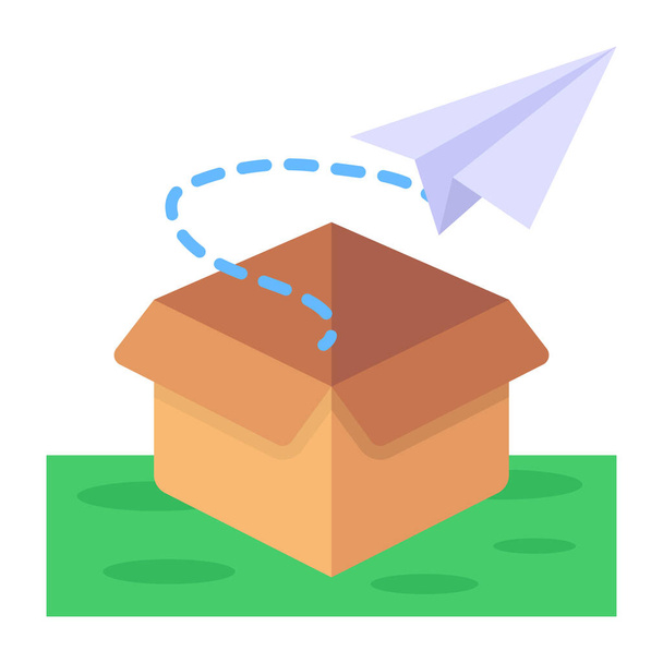 box with paper plane icon. web icon simple illustration - Vector, imagen