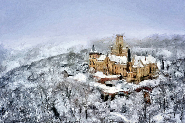 Castle in Europe Digital Painting - Valokuva, kuva
