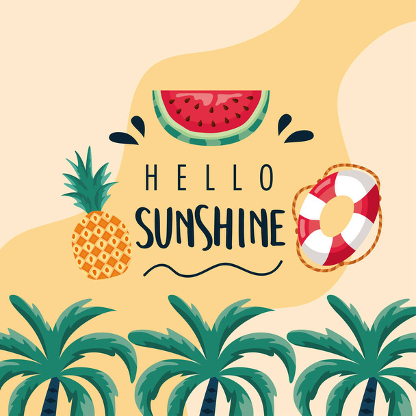 hello summer lettering card - Вектор, зображення