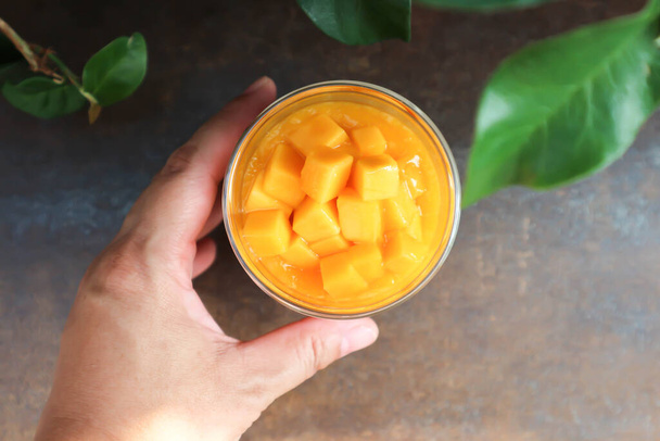 mango smoothie or mango yogurt smoothie , blended mango for serve - Фото, зображення