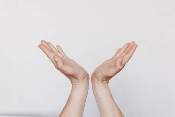 deux mains avec paumes vers le haut sur un fond clair - Photo, image