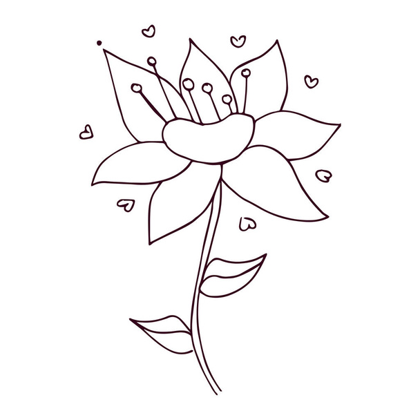 Isolated outline of a cute flower Flat design Vector - Vector, Image