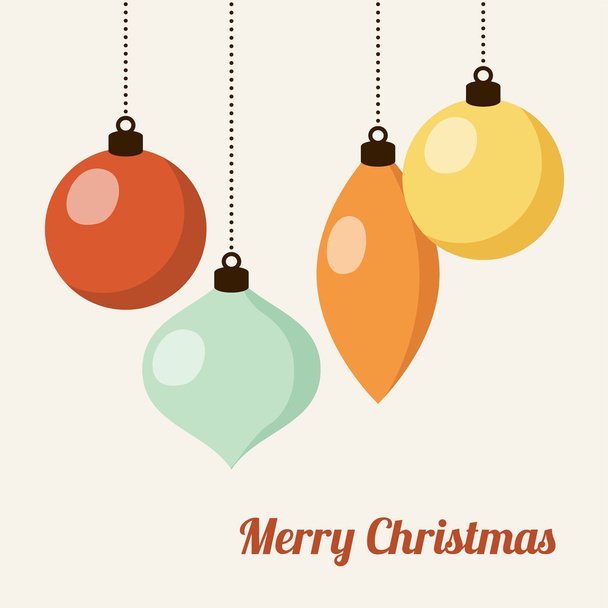 Retro christmas card with christmas balls, vector - Vector, Image