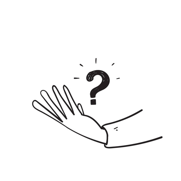hand drawn doodle hand holding question mark illustration vector isolated - Vector, Image