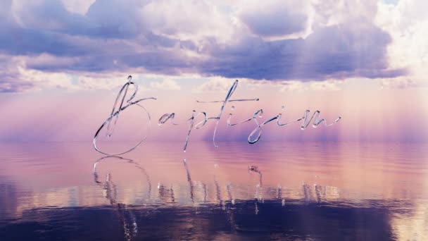 Translucent Baptism Text Over Calm Water at Sunset Looping Background - Footage, Video