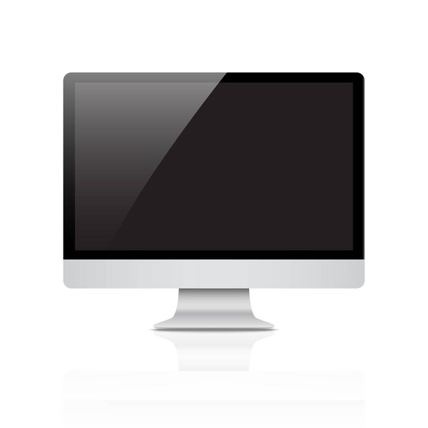 Монитор PC реалистичный с чистым экраном на белом фоне изолировать, стильный вектор иллюстрации EPS10 - Вектор,изображение
