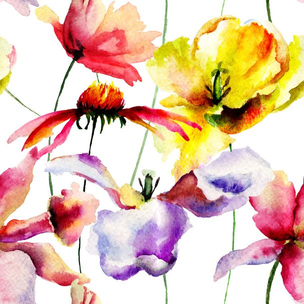 Seamless pattern with Summer flowers - Valokuva, kuva