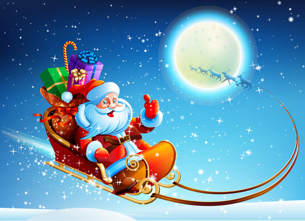 Santa Claus in a sleigh - Vector, Image