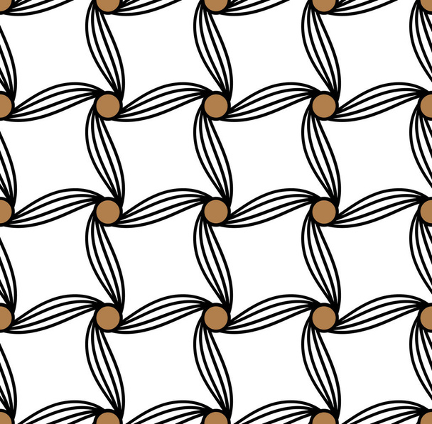 Geometrisches nahtloses Muster mit ineinander verflochtenen Bändern. Geschenkpapier. Fliesen. Abstrakter Hintergrund - Vektor, Bild