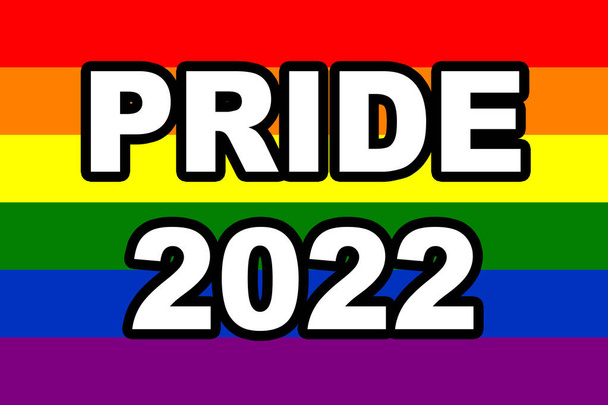 Pride 2022. LGBT flag. The LGBT pride flag or rainbow pride flag includes the flag of the lesbian, gay, bisexual, and transgender LGBT organization. Illustration. International LGBT Pride Day 2022. - Foto, afbeelding