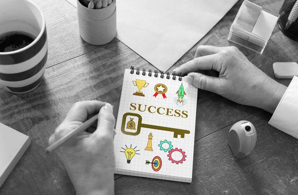 Business success concept drawn on a notepad - Fotó, kép