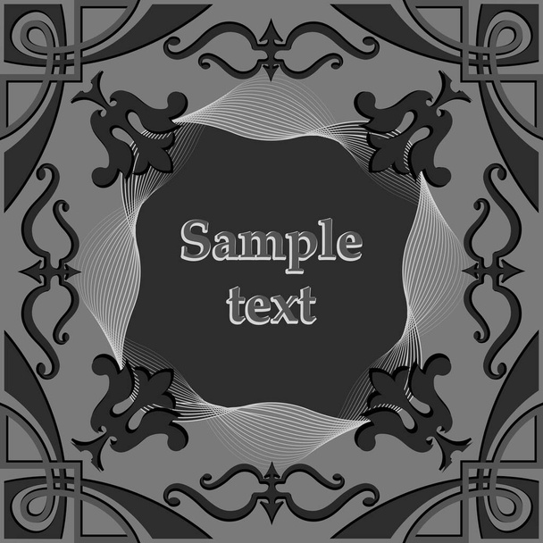 Frame for text with a monochrome pattern in Arabic, Asian style. The frame is designed grunge color for festive, congratulatory, invitation texts.  - Vector, Imagen