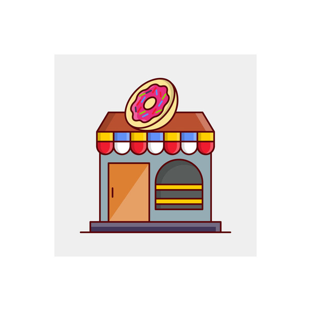 donut shop vector illustration on a transparent background.Premium quality symbols.vector line flat icon for concept and graphic design. - Vecteur, image