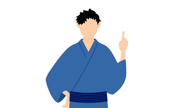 Man in yukata, Pointing and advising - Vector, Image