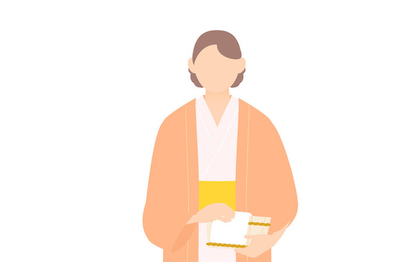Woman in yukata, Wearing a haori and holding a bath tub, image of a hot spring - Vektori, kuva