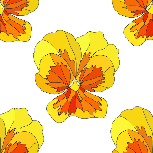 Elegant seamless pattern with pansy flowers, design elements. Floral  pattern for invitations, cards, print, gift wrap, manufacturing, textile, fabric, wallpapers - Vektori, kuva