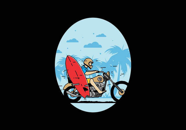 Motocicleta con diseño de ilustración de tabla de surf - Vector, Imagen