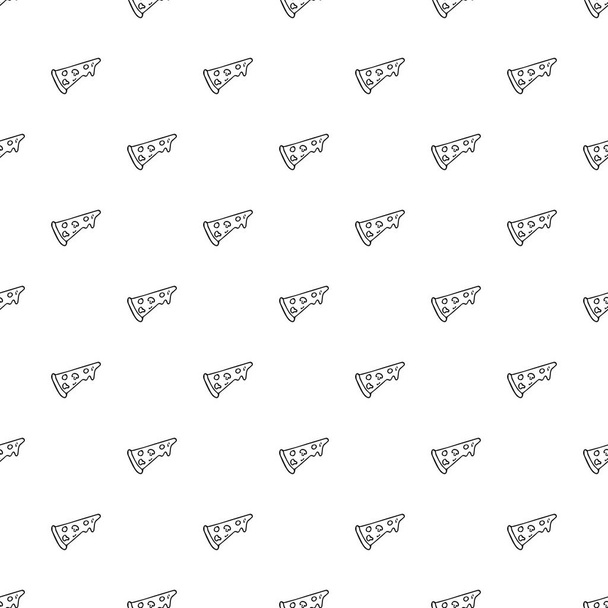Seamless pizza pattern. Black and white pizza background. Doodle vector pizza illustration. Fast food vector pattern - Vektör, Görsel