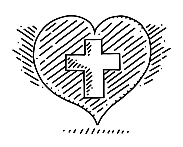 Heart floating with a cross design in the middle symbolizing love for the Father - Вектор,изображение