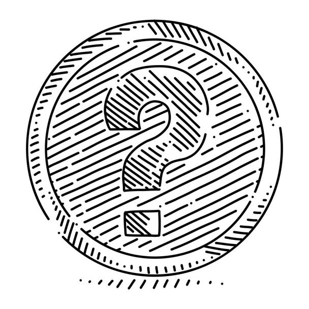 Κέρμα με ερωτηματικό που συμβολίζει αμφιβολίες για την αξία των χρημάτων - Διάνυσμα, εικόνα