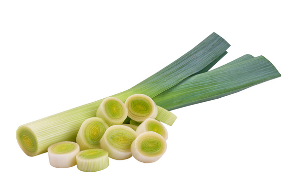Fresh leek whole and sliced  isolated. leek with slices isolated on white background, with clipping path. - Photo, Image