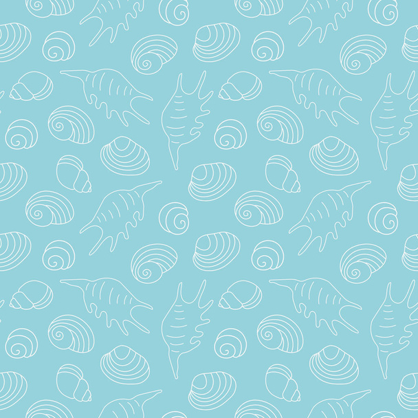 seamless summer pattern of sea shells, great for wrapping, textile, wallpaper, greeting cards- vector illustration - Vector, afbeelding