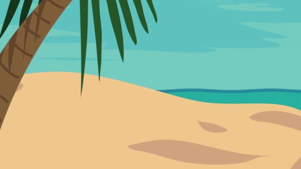 παραλία τοπίο καλοκαίρι εποχή animation - Πλάνα, βίντεο