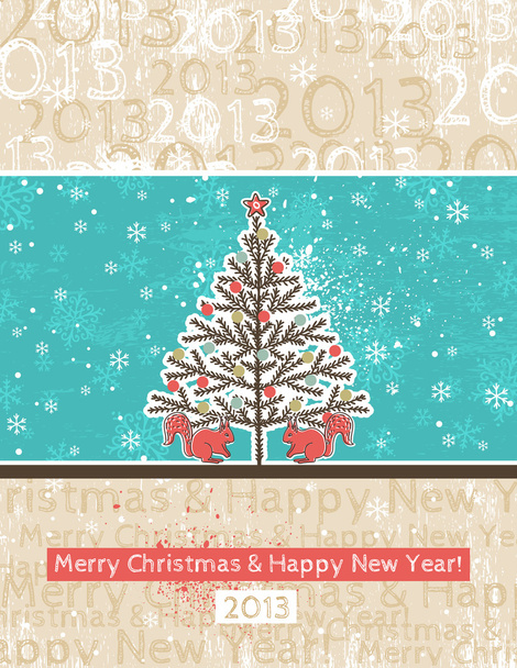 Color background with christmas tree, vector illustration - Vector, afbeelding