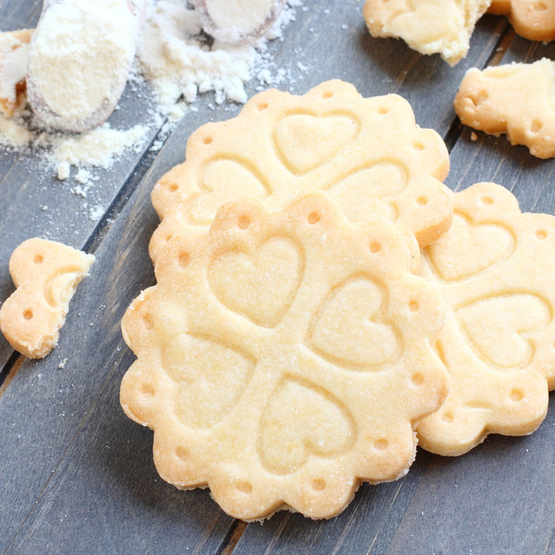 Homemade gluten free shortbread cookies with scoops of gluten free flour - Photo, Image