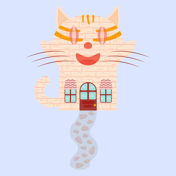 Casa con forma de gato - ベクター画像