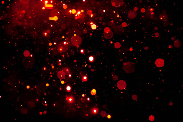 red bokeh natural on black background - Фото, изображение