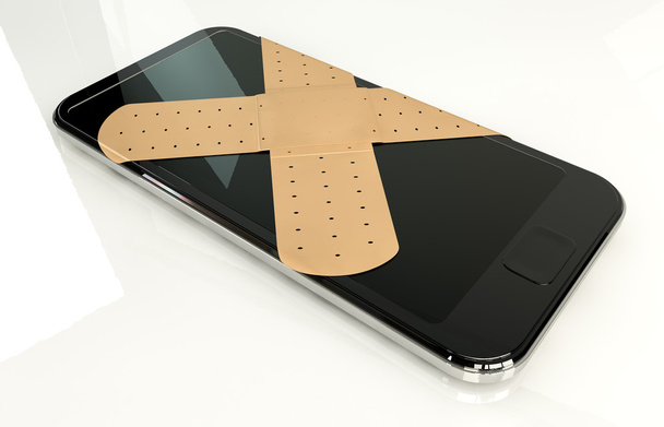 Generic Smart Phone With Band Aids - Photo, Image