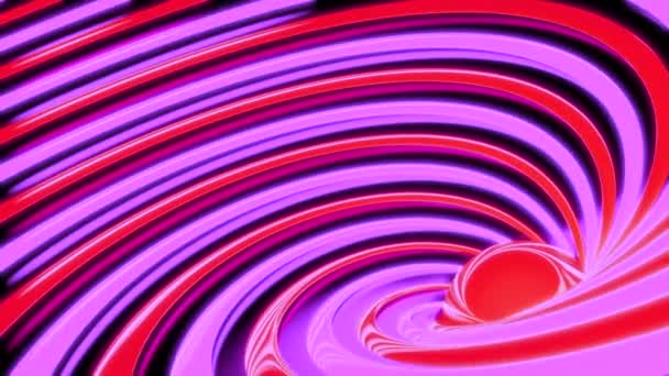 Abstraktní pozadí s animovaným hypnotickým hurikánem růžových a červených pruhů. Design. Rotující kontrastní čáry ohybu. - Záběry, video