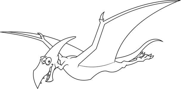 Pteranodon Dinosaur Cartoon Character (en inglés). Ilustración dibujada a mano vectorial aislada sobre fondo blanco - Vector, imagen