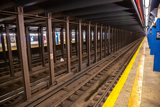 NEW YORK CITY, USA - MARCH 29, 2020: Old Subway Station in Manhattan in New York City, NY, USA - Фото, зображення
