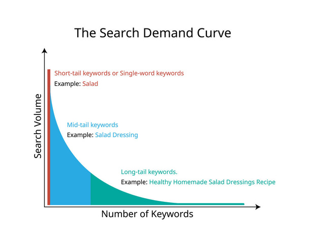 Long tail keywords are longer and more specific keyword phrases that visitors are more likely to use when they're closer to a point of purchase  - Вектор,изображение